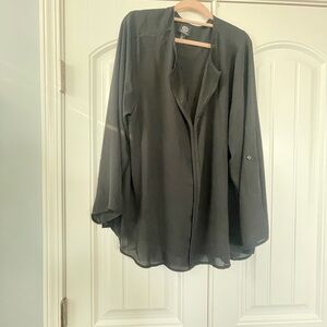 Bobeau Sheer Black Blouse 1X